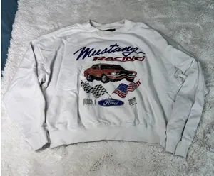 Forever 21 x Ford Mustang Racing Sweatshirt S Rhinestone Distressed Y2K thumbnail 1