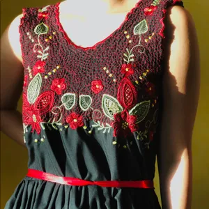 Handmade Philippine Embroidered Dress Black thumbnail 1