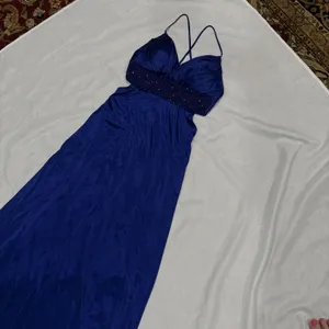 B. Darlin Royal Blue Formal Gown Size 1/2 Junior Prom Dress Side Cutout Ruched thumbnail 6