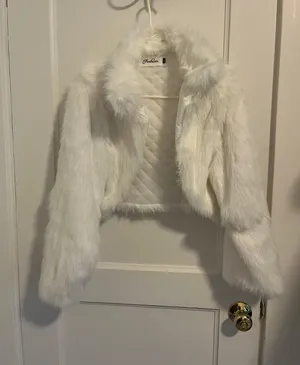 White Faux Fur Coat thumbnail 1