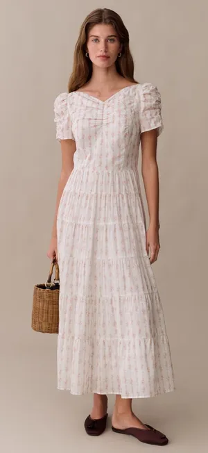 NWT Few Moda Nievia Dress size Large L Cotton Rosy Ribbon Floral Sorella midi thumbnail 1