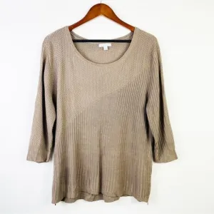 New York & Company Brown Tan Ribbed Sweater‎ Top XL thumbnail 2