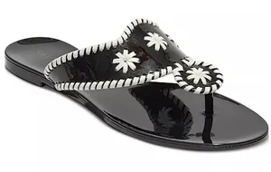 Jack‎ Rogers Bahamas Navajo Jack’s Jelly Sandals Whipstitch Black White 9 thumbnail 1