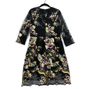 Belle Badgley Mischka Embroidered Sequin Floral Mesh Dress Size 8 Cocktail Party thumbnail 2