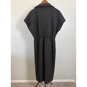 ASOS DESIGN Black Short Sleeve Knot Front Midi Dress US 14 V-Neck Collar thumbnail 8