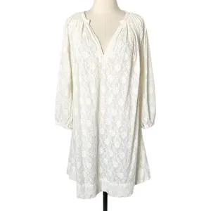 Nili Lotan Mini Dress 100% Cotton White Embroidered Floral Boho Size Medium thumbnail 2