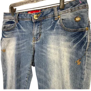 Vintage Apple Bottoms Y2K Jeans Womens 34x34 9/10 Blue Gold Accents Low Rise thumbnail 2