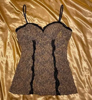 XOXO Tan & Black Lace Bustier Style Cami thumbnail 1