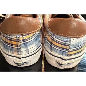 Vans Womens Size 8.5 Era 59 Plaid Skate Shoes Blue‎ Yellow Canvas Sneakers Retro thumbnail 11