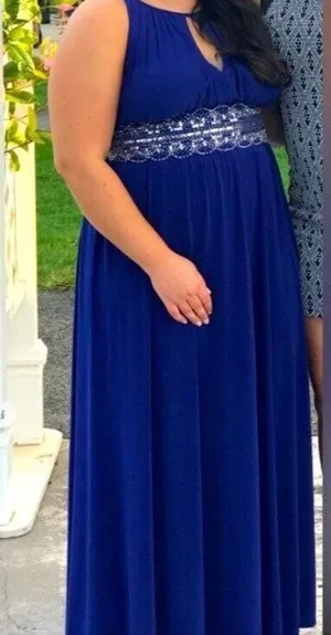 ONYX NITE Roral Blue Embellished Maxi Dress Made In‎ USA - Sz 18W thumbnail 1