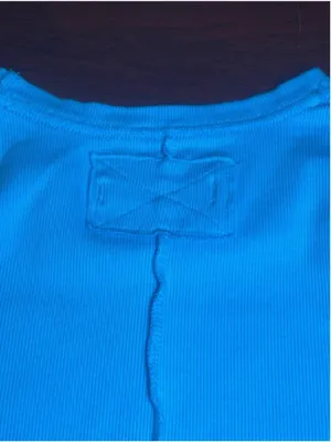 We The Free People Sky Blue Ribbed Baby Tee Exposed Seams Raw Hem Size Small thumbnail 9