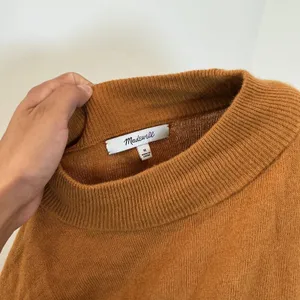 Madewell Colorblock Mock Neck Sweater Brown Cream Navy Size Medium Relaxed Knit thumbnail 3