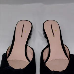 Kate Spade Womens Mules Slip On Flats 6.5M Black Suede Pointed Toe Coquette thumbnail 6