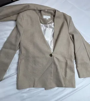 Zara Tailored Blazer with Wool Peplum ZW Collection Beige Size XS thumbnail 1