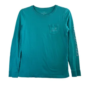 Vineyard Vines Whale L/S Logo Tee XXS Blue Green Cotton Graphic‎ Shirt Preppy thumbnail 1