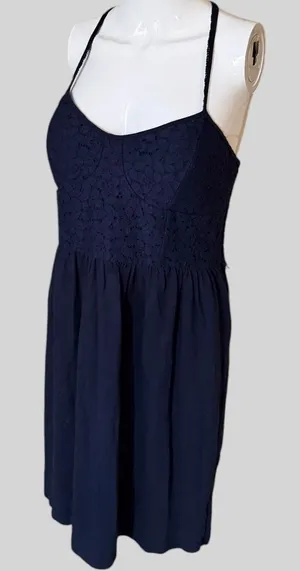 American Eagle Outfitters Navy Lace-Detail Dress thumbnail 1