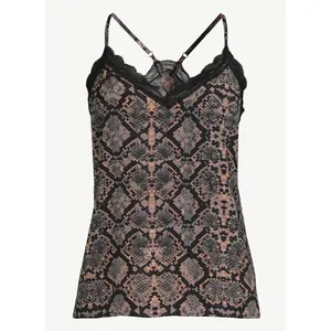 Womens Scoop Animal Print Lace Trim Cami Tank Top - Sz L thumbnail 2