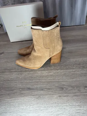 Marc Fisher Tan Suede Heeled Ankle Booties thumbnail 3