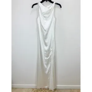Lulus Concetta Ivory Satin Lace Halter Maxi Dress Wedding Bridal Small NWT thumbnail 7