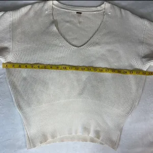 Free People V Neck beige cotton blend womens sweater size S thumbnail 9