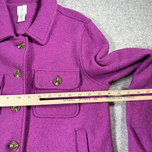 Joie Medium Jacket Button Boiled Wool Purple Pockets Shacket Womens Long Sleeve‎ thumbnail 4