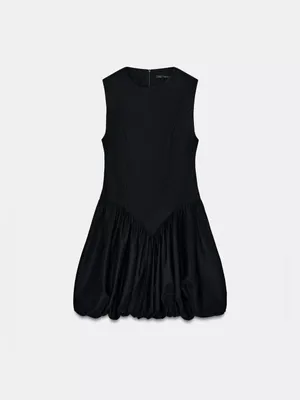 Zara Short Balloon Effect Dress size S BLACK 3644/152/800 thumbnail 3