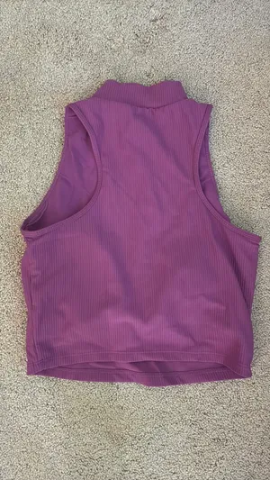 MTA Sport Purple Ribbed Tank with Built-in Bra thumbnail 2