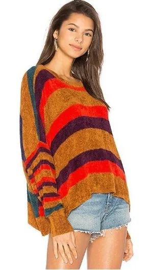 Free People Striped Chenille Oversize Sweater thumbnail 1