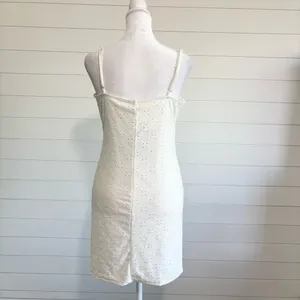 FASHIONOVA Chic Cream Spaghetti Strap White‎ Mini Dress Size L thumbnail 3