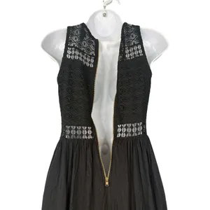 Material Girl Black Lace Bodice Maxi Dress Sleeveless Slit‎ Small Goth Festival thumbnail 5