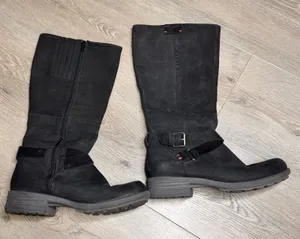 Cobb‎ Hill Black Suede Leather Buckle Zip Tall Boots Womens Size 8.5 M thumbnail 1