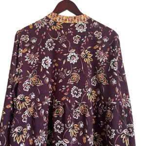 Dlp‎ Womens Boho Floral Babydoll Tunic XL Plum Peasant Whimsical Earthy Cottage thumbnail 5