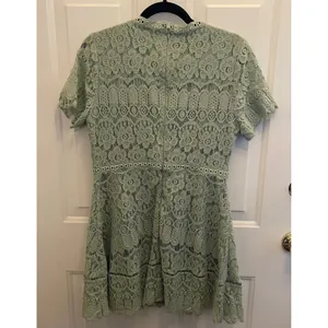 Altar'd State Sage Green Lace‎ Mini Dress Crochet Floral Boho Womens L Romantic thumbnail 7
