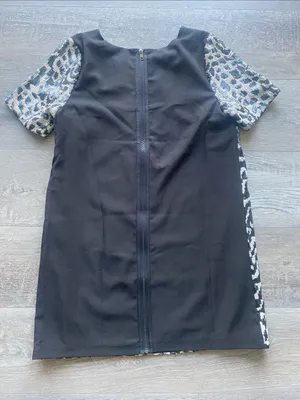 J.O.A. Black & White Sequin Animal-Print Leopard Dress Womens Sz Medium thumbnail 5