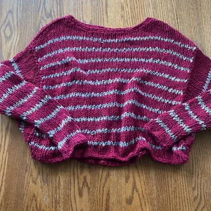 FREE PEOPLE Over Easy‎ Striped Open Chunky Knit Sweater C31 thumbnail 3