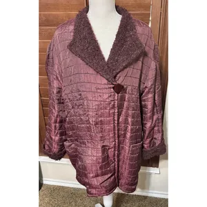 Peter Nygard Womens Coat Mohair Alpaca Wool Reversible Burgundy Jacket sz‎ 14 thumbnail 8