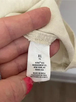 Aerie Linen Blend Tie Strap Dress Size XL Cream Babydoll Boho Beach Coastal thumbnail 14