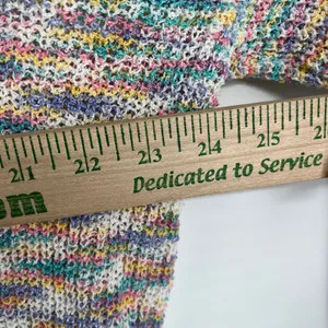POL Rainbow Stripe Distressed Knit Sweater‎ Womens Small Lightweight Boho Fringe thumbnail 7