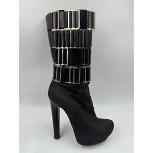 Herve Leger Runway High Heel Boots Suede/Leather Black 35.5 EU 5 US thumbnail 11