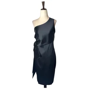 Sachin & Babi Dress Women 10 Black Satin One Shoulder Bow‎ Mini Cocktail Party thumbnail 2