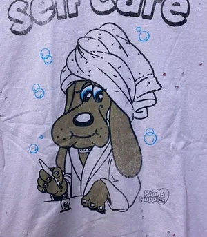 Self Care Dog Spa Distressed Pound Puppies TV Series Tee M/L thumbnail 2
