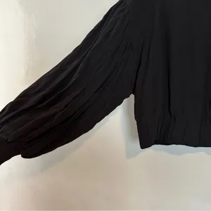 FREE PEOPLE On Pointe Bomber Jacket Lightweight Puff Balloon Sleeve Black thumbnail 7