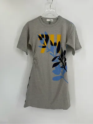 ANTHROPOLOGIE Daily Practice Short Sleeve Mini Gray Graphic T-Shirt Dress sz xs thumbnail 3