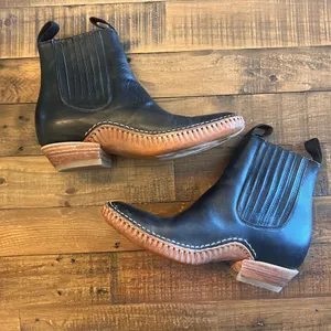 VAQUERO Western Calf Boots‎ Black Size 10.5 thumbnail 1
