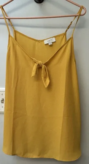 LOFT Outlet Ann Taylor Mustard Yellow Camisole Bow Accent Cami Tank Top Sz S thumbnail 1