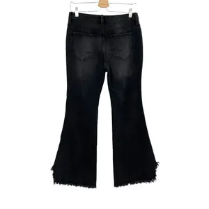Free People Vintage Flared Jeans Black Ash‎ Denim Raw Hem Size 27 thumbnail 8
