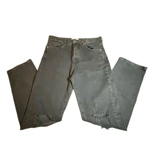 Free People We The Free Black‎ Distressed High Rise Straight Leg Jeans 26 Button thumbnail 3