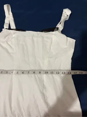 White Square-Neck Slip Dress with Ruffle Hem thumbnail 6