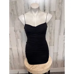 Windsor Black Ruched Mini Dress – Size M thumbnail 2