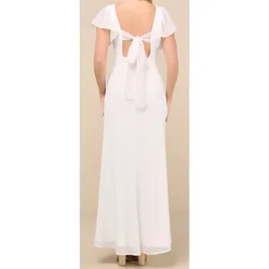 NWT Lulus Size Small Simply Delightful White Tie-Back Flutter Sleeve Maxi Dress thumbnail 4